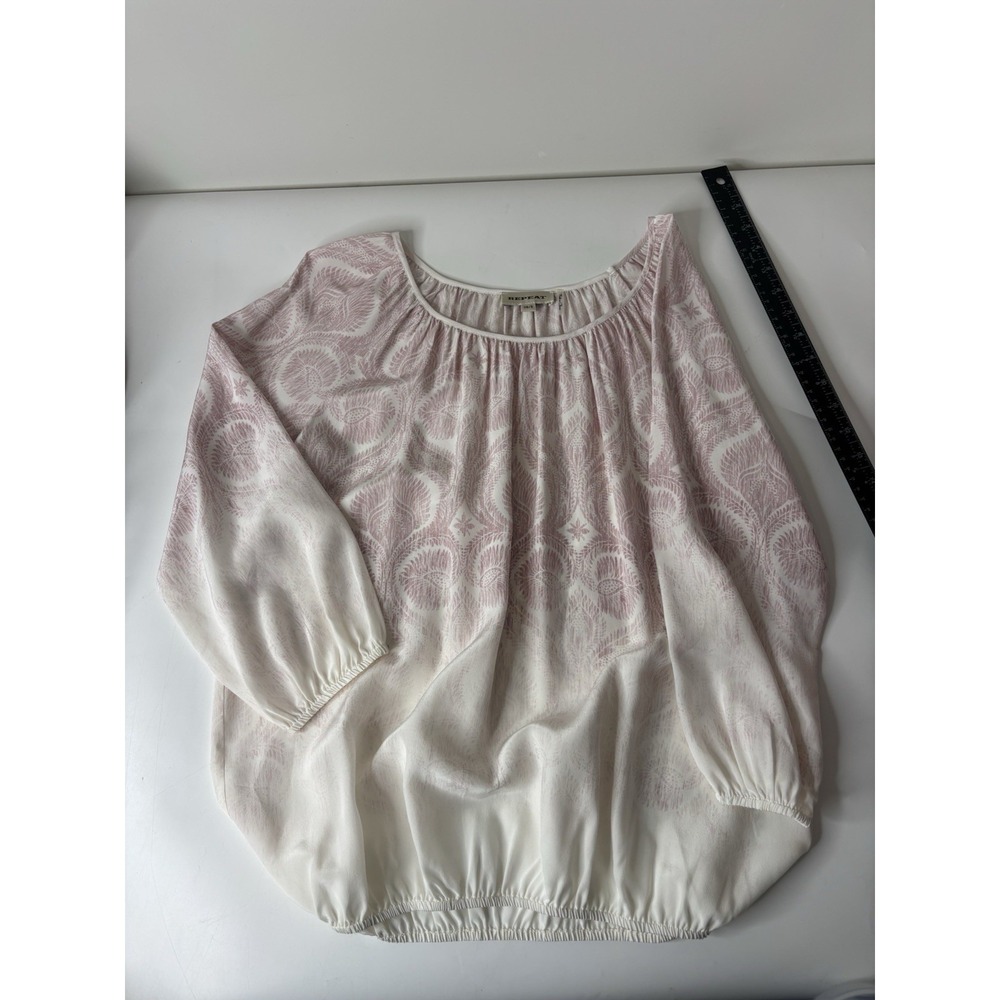 REPEAT Womens S EU 38 100% Silk Pink Ombré Floral Blouse Feminine Coquette Fairy